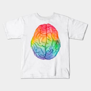 Watercolor Rainbow Brain (white) Kids T-Shirt
